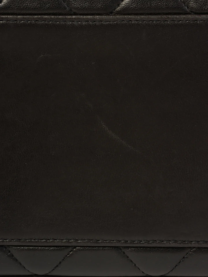 Chanel Around 1995 Made Cc Mark Sun Motif Charm Chain Tote Bag Black