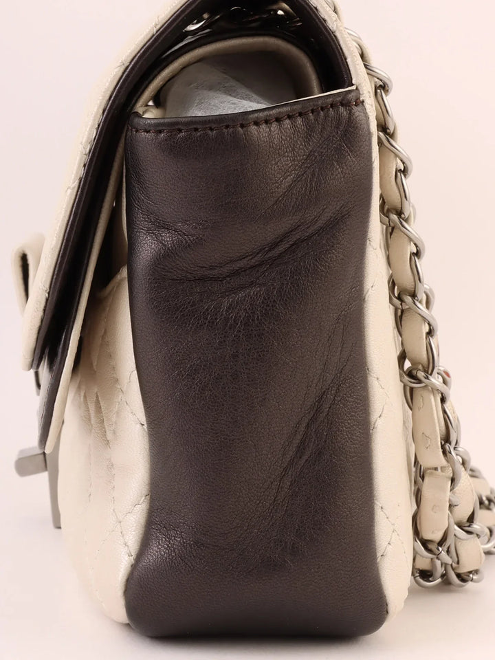 Chanel Around 2008 Made Bicolor 2.55 Chain Shoulder Bag Pearl White/Black