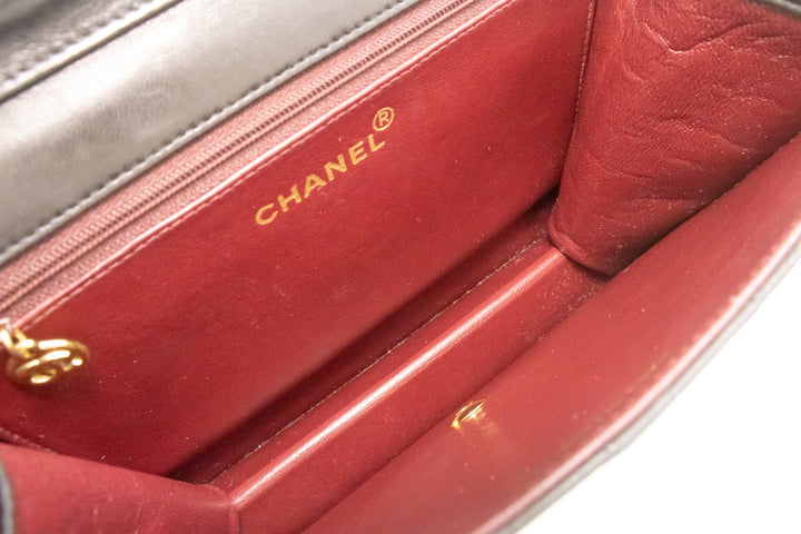 Chanel Small Chain Shoulder Bag Clutch Black Quilted New Lambskin