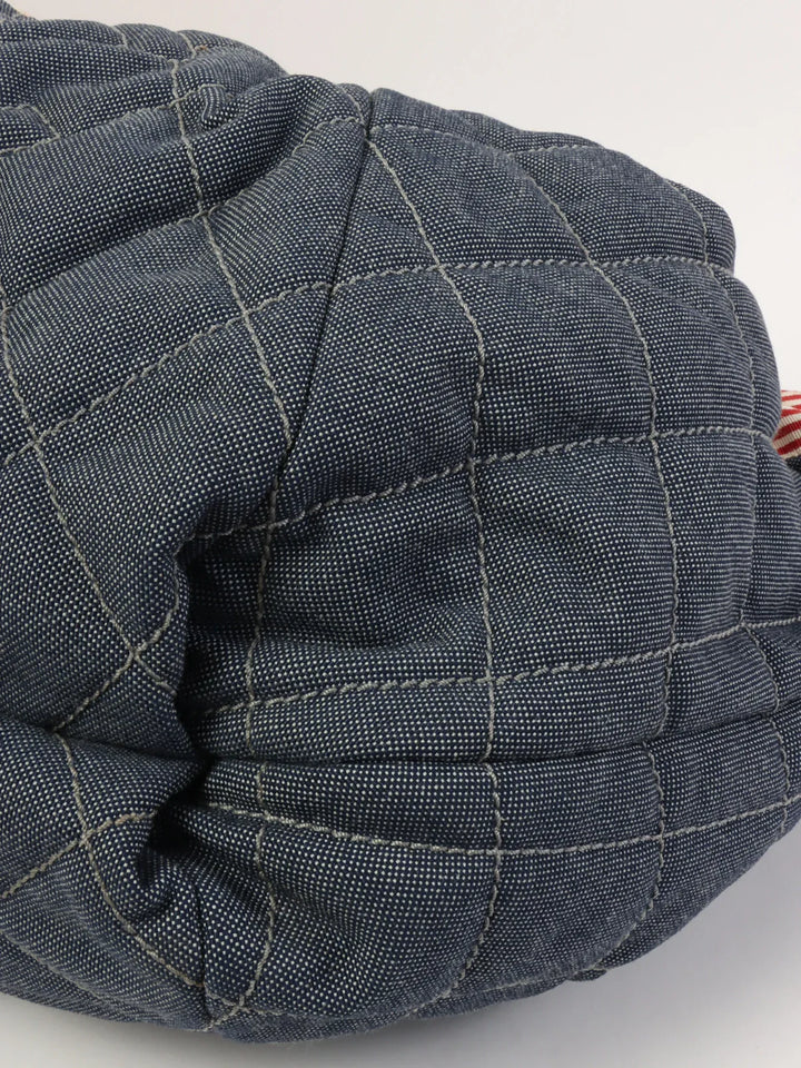 Chanel Around 2009 Made Denim Cc Mark Stitch Tote Bag Indigo/Red