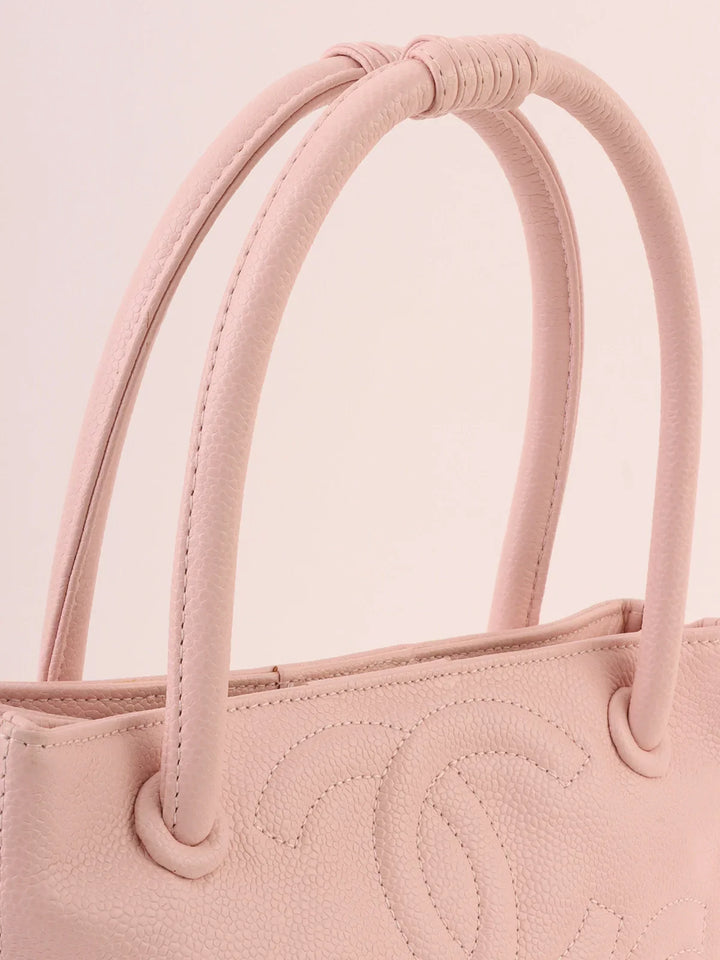 Chanel Around 2004 Made Triple Cc Mark Stitch Top Handle Bag Pastel Pink
