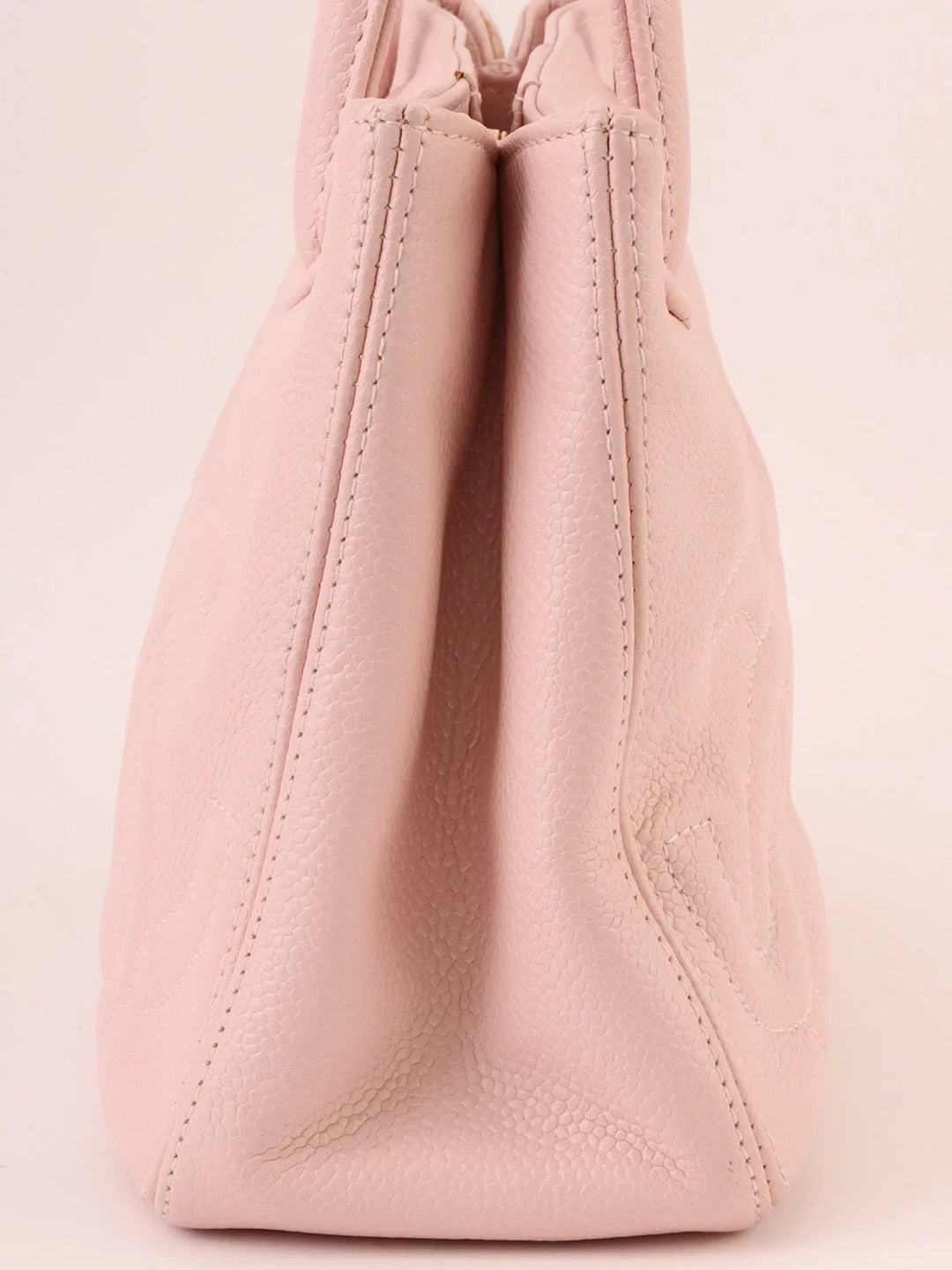 Chanel Around 2004 Made Triple Cc Mark Stitch Top Handle Bag Pastel Pink