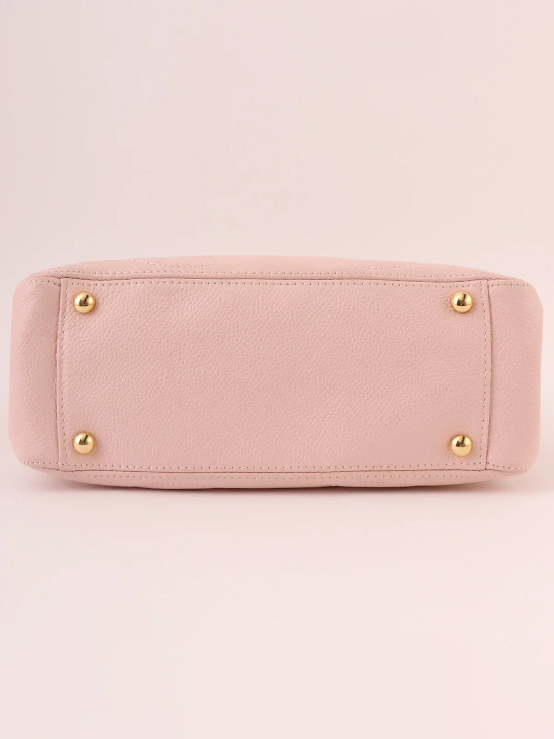Chanel Around 2004 Made Triple Cc Mark Stitch Top Handle Bag Pastel Pink