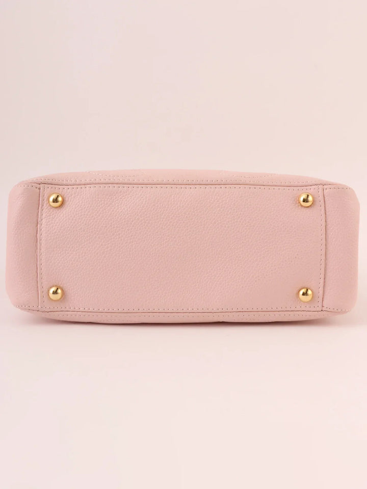 Chanel Around 2004 Made Triple Cc Mark Stitch Top Handle Bag Pastel Pink