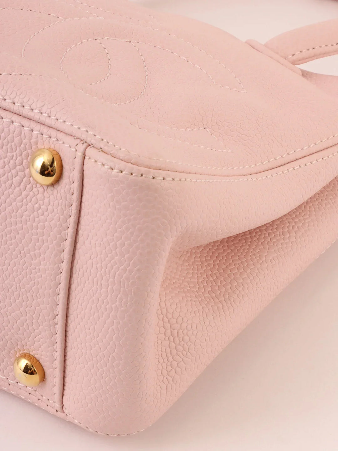 Chanel Around 2004 Made Triple Cc Mark Stitch Top Handle Bag Pastel Pink