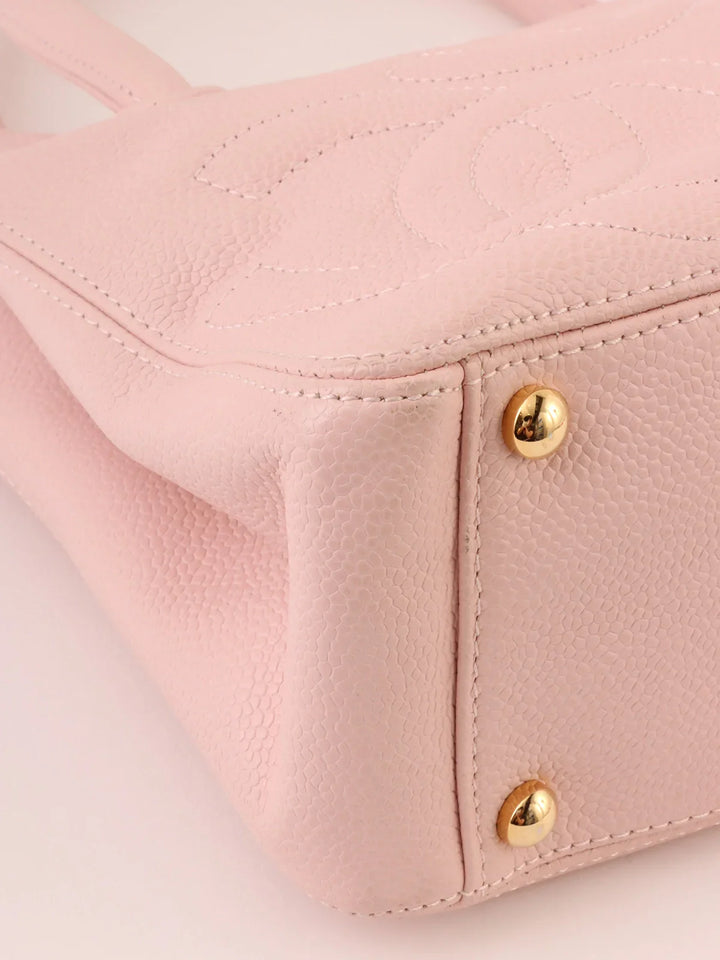 Chanel Around 2004 Made Triple Cc Mark Stitch Top Handle Bag Pastel Pink