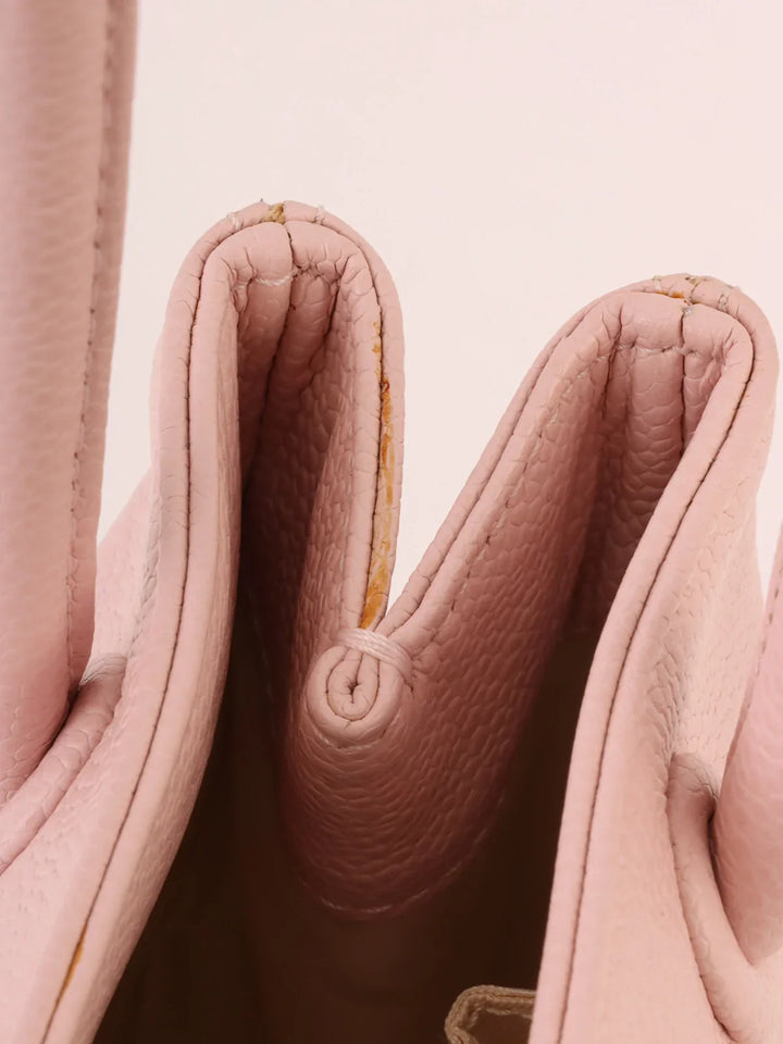 Chanel Around 2004 Made Triple Cc Mark Stitch Top Handle Bag Pastel Pink