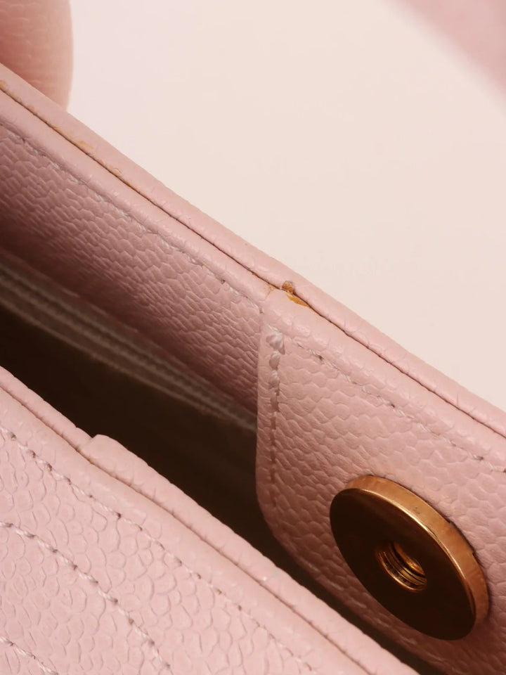 Chanel Around 2004 Made Triple Cc Mark Stitch Top Handle Bag Pastel Pink