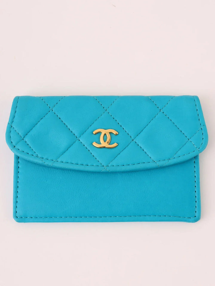 Chanel Around 1990 Made Turn-Lock Bijoux Chain Bag Turquoise Blue