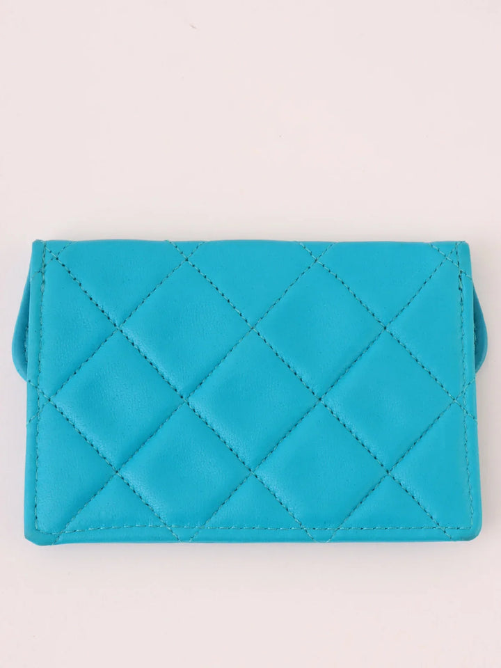 Chanel Around 1990 Made Turn-Lock Bijoux Chain Bag Turquoise Blue