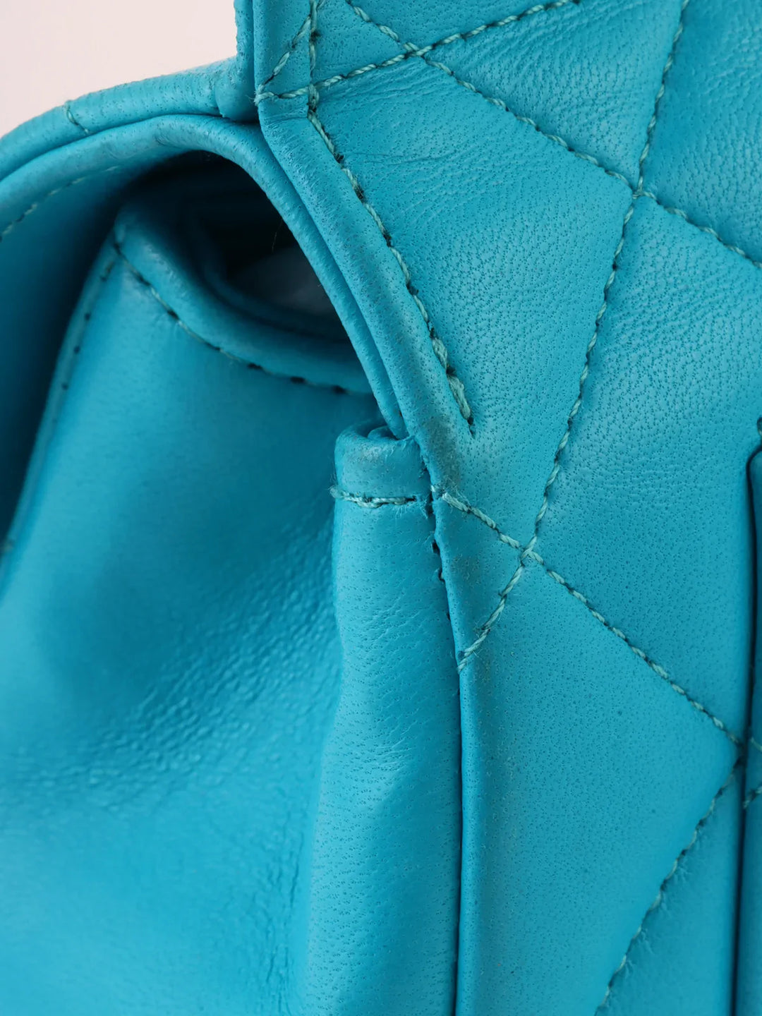 Chanel Around 1990 Made Turn-Lock Bijoux Chain Bag Turquoise Blue