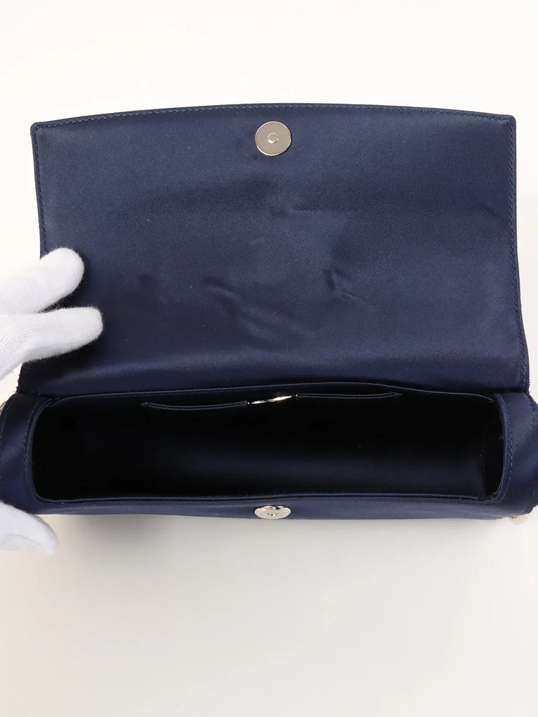 Top quality Dior Satin Side Logo Plate Chain Bag Navy