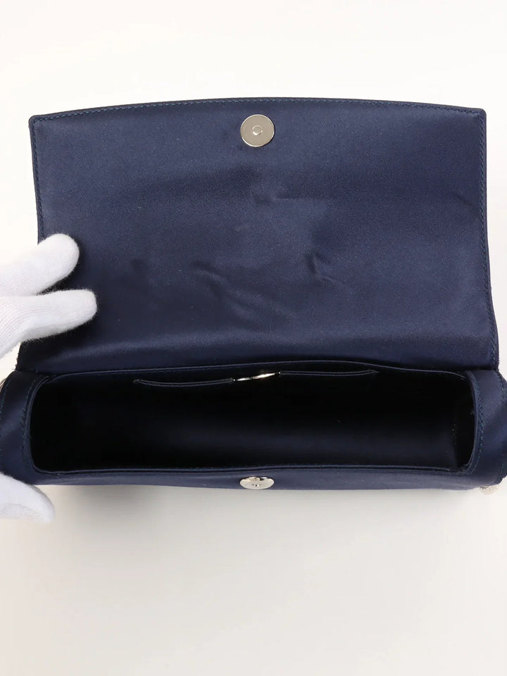 Top quality Dior Satin Side Logo Plate Chain Bag Navy