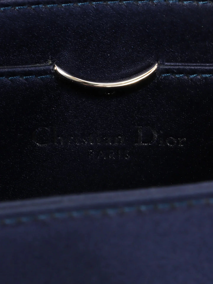 Top quality Dior Satin Side Logo Plate Chain Bag Navy