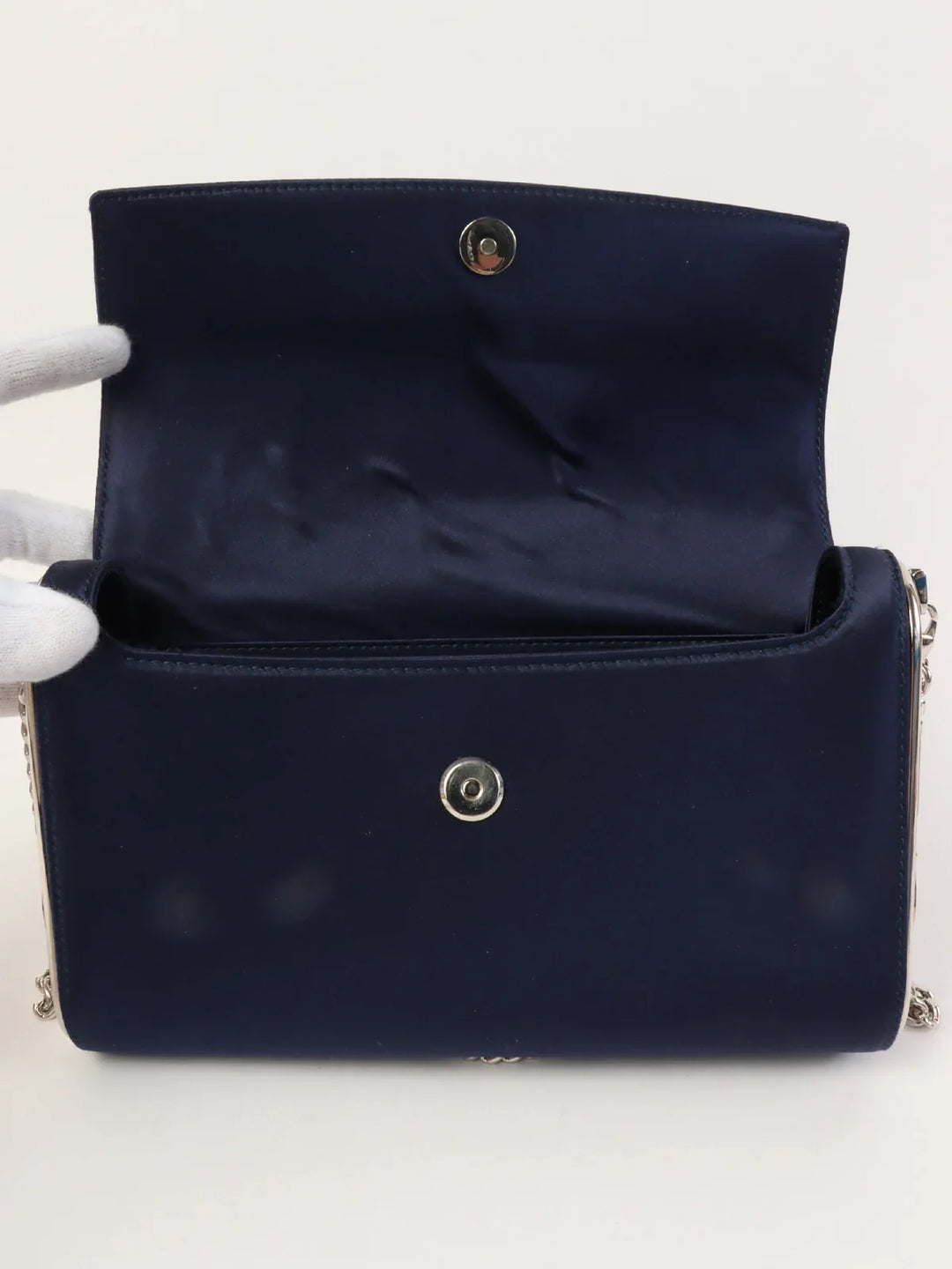 Top quality Dior Satin Side Logo Plate Chain Bag Navy