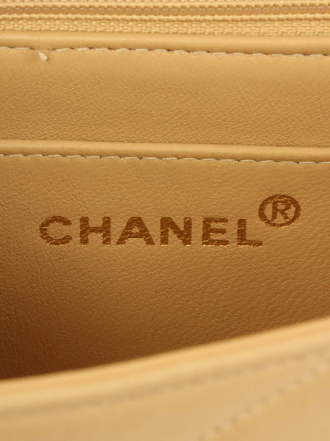 Chanel Around 1995 Made Chevron Stitch V New Turn-Lock Chain Bag Beige