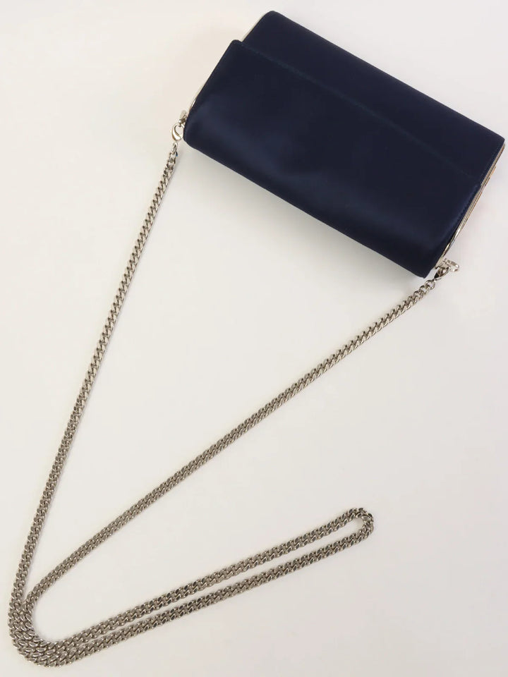 Top quality Dior Satin Side Logo Plate Chain Bag Navy