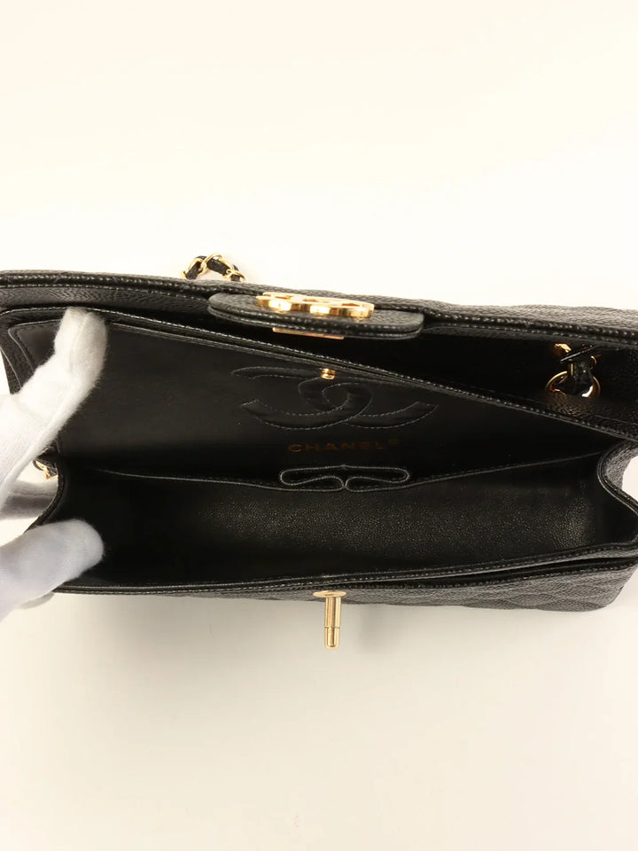 Chanel Around 2003 Made Caviar Skin Classic New Chain Bag 23Cm Black