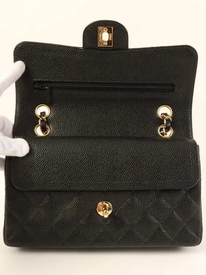 Chanel Around 2003 Made Caviar Skin Classic New Chain Bag 23Cm Black