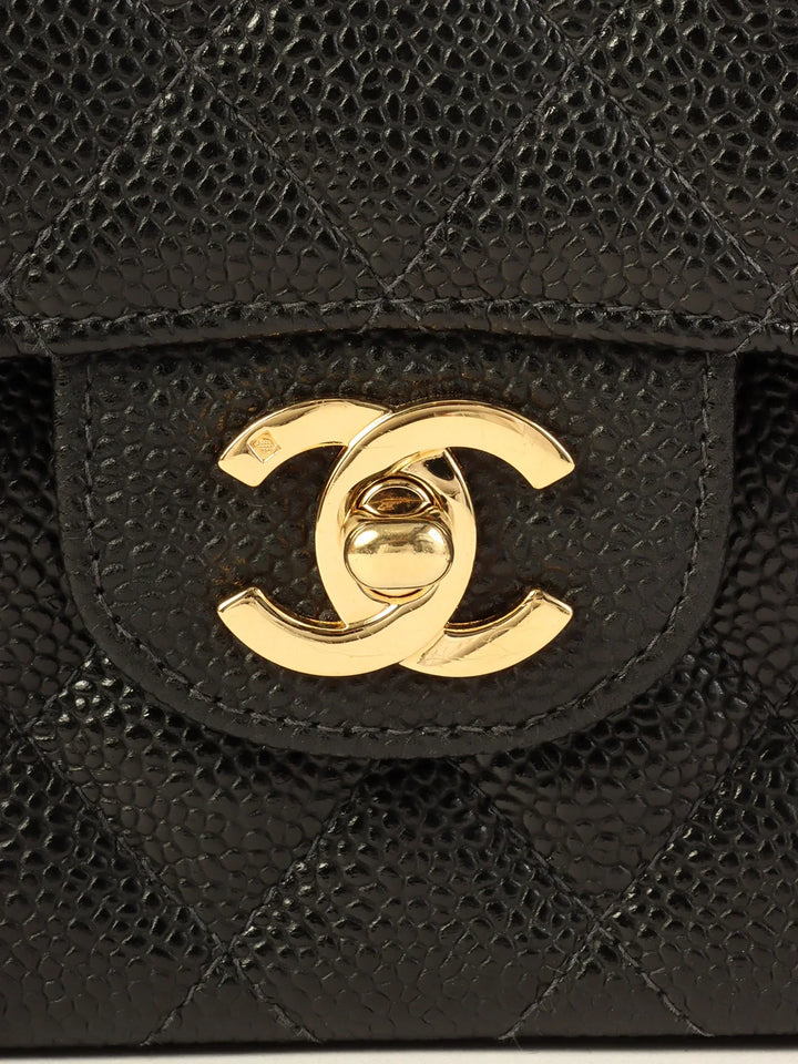 Chanel Around 2003 Made Caviar Skin Classic New Chain Bag 23Cm Black