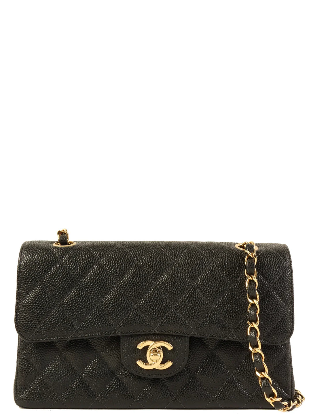 Chanel Around 2003 Made Caviar Skin Classic New Chain Bag 23Cm Black