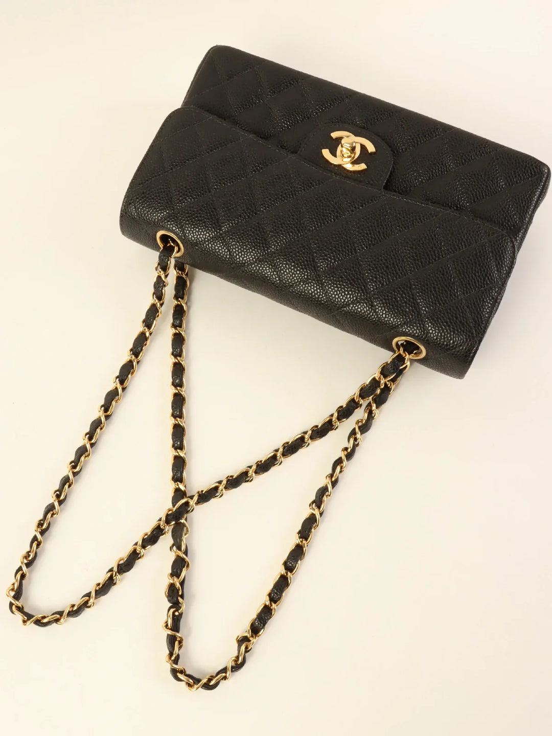 Chanel Around 2003 Made Caviar Skin Classic New Chain Bag 23Cm Black