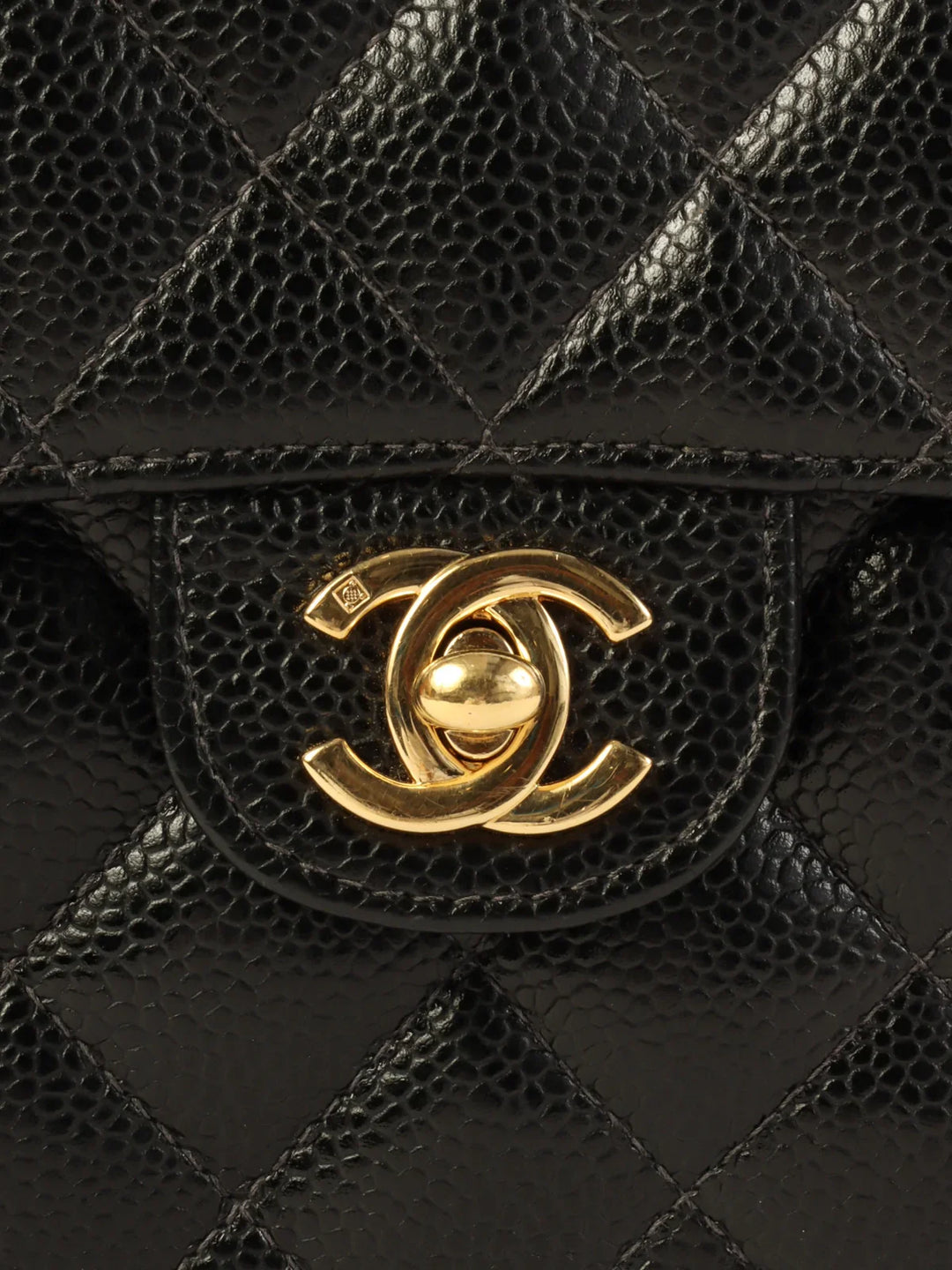 Chanel Around 2003 Made Caviar Skin Classic New Chain Bag Mini Black