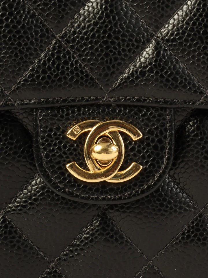 Chanel Around 2003 Made Caviar Skin Classic New Chain Bag Mini Black