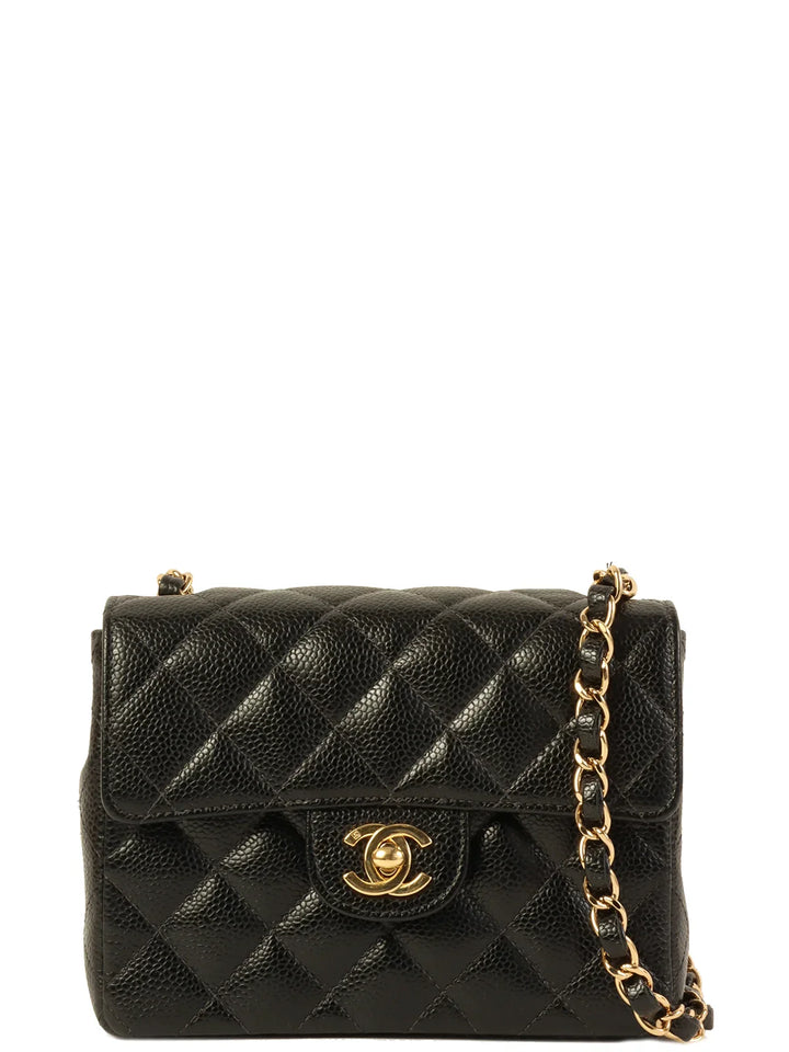 Chanel Around 2003 Made Caviar Skin Classic New Chain Bag Mini Black