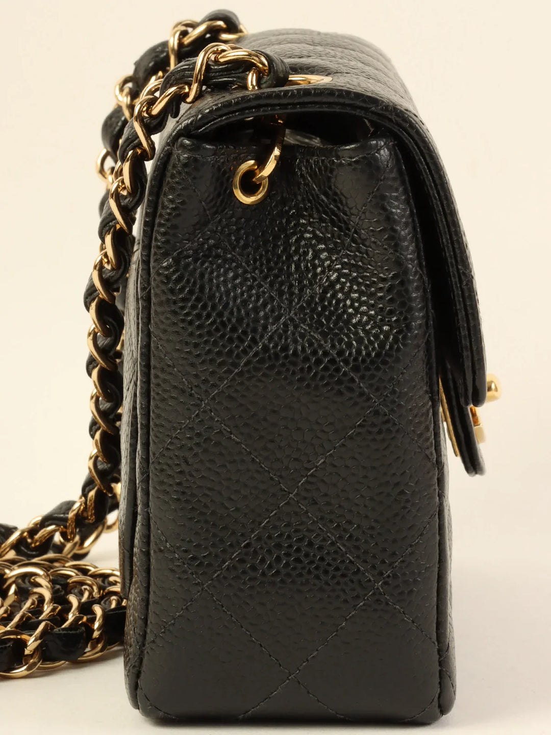 Chanel Around 2003 Made Caviar Skin Classic New Chain Bag Mini Black