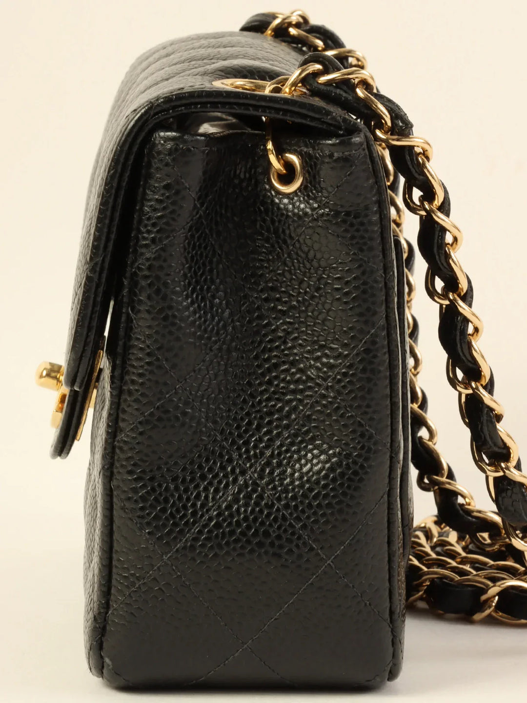 Chanel Around 2003 Made Caviar Skin Classic New Chain Bag Mini Black