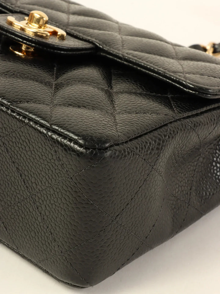 Chanel Around 2003 Made Caviar Skin Classic New Chain Bag Mini Black