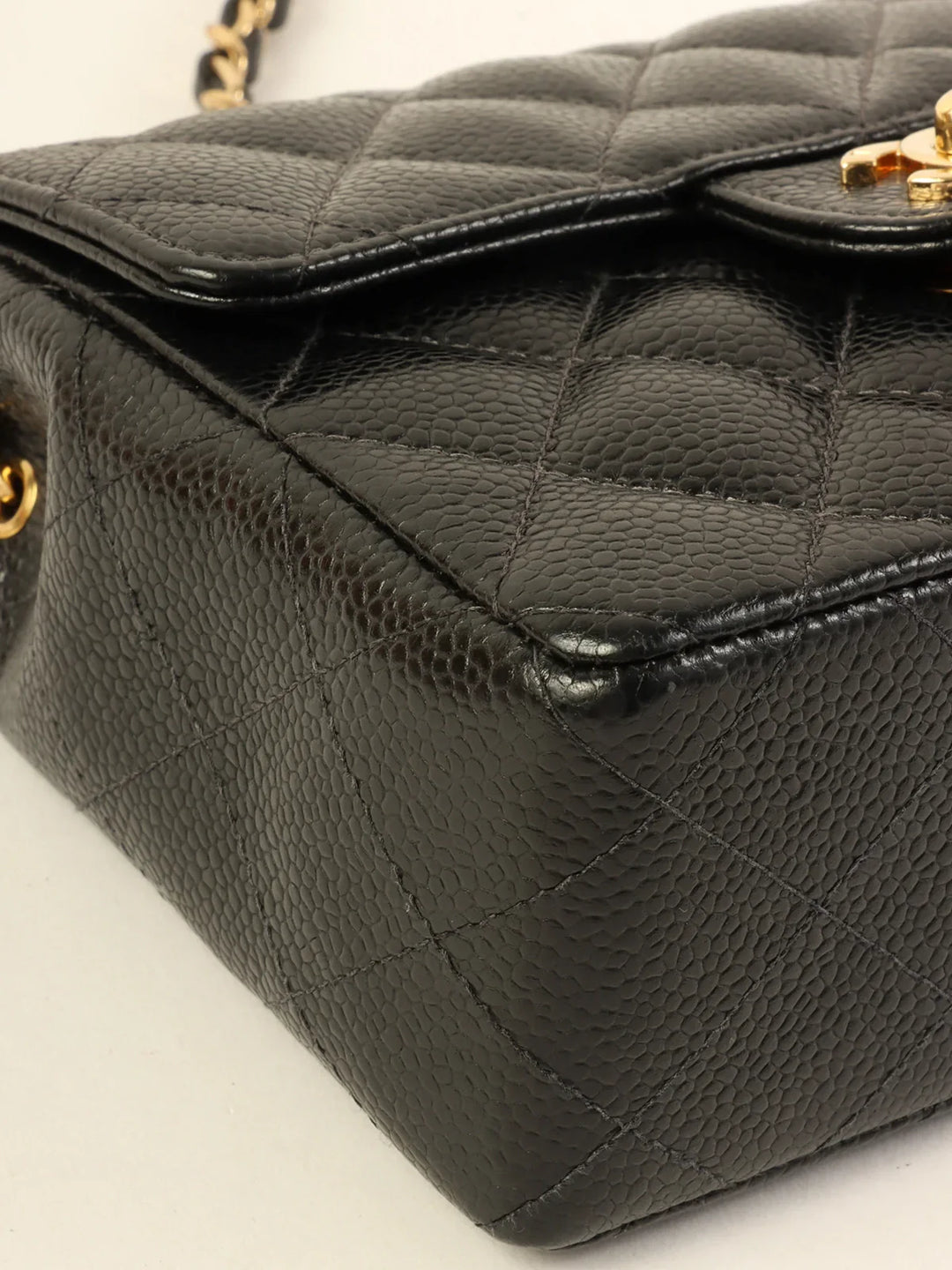 Chanel Around 2003 Made Caviar Skin Classic New Chain Bag Mini Black
