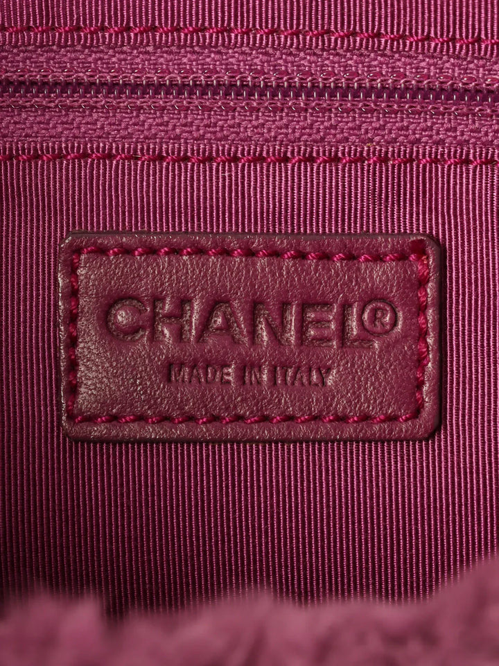 Chanel Around 2000 Made Fur Cc Mark Plate Chain Shoulder Bag Purple