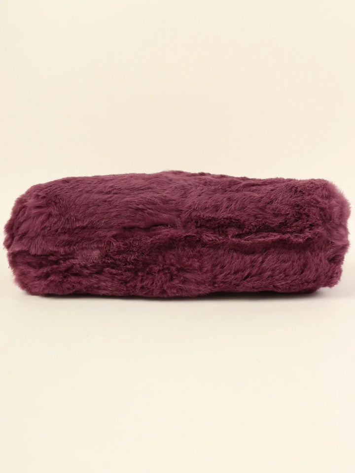 Chanel Around 2000 Made Fur Cc Mark Plate Chain Shoulder Bag Purple