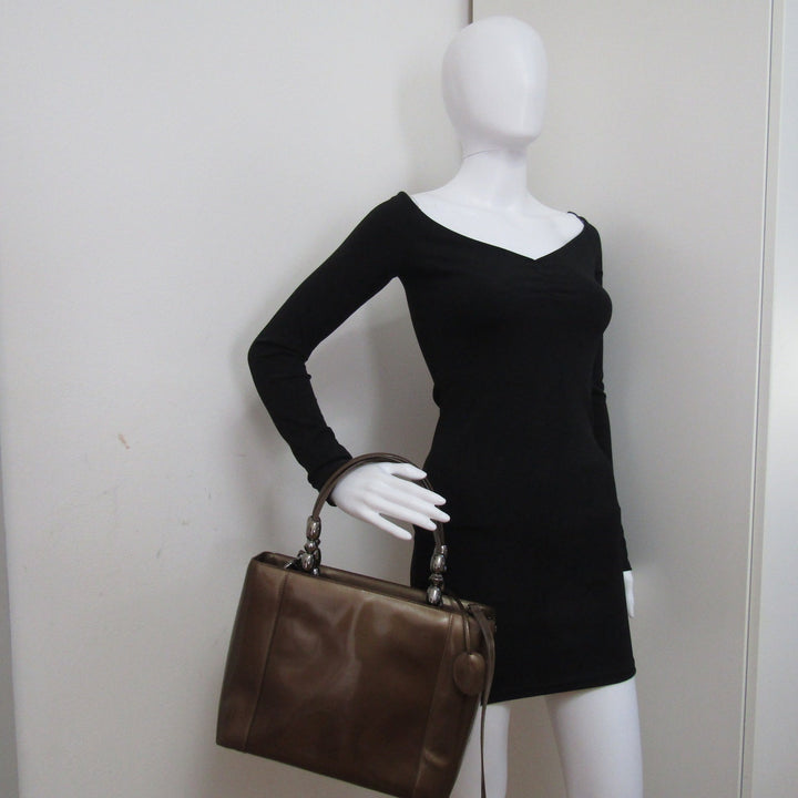 CHRISTIAN Top quality Dior Malice Handbag in Brown Leather
