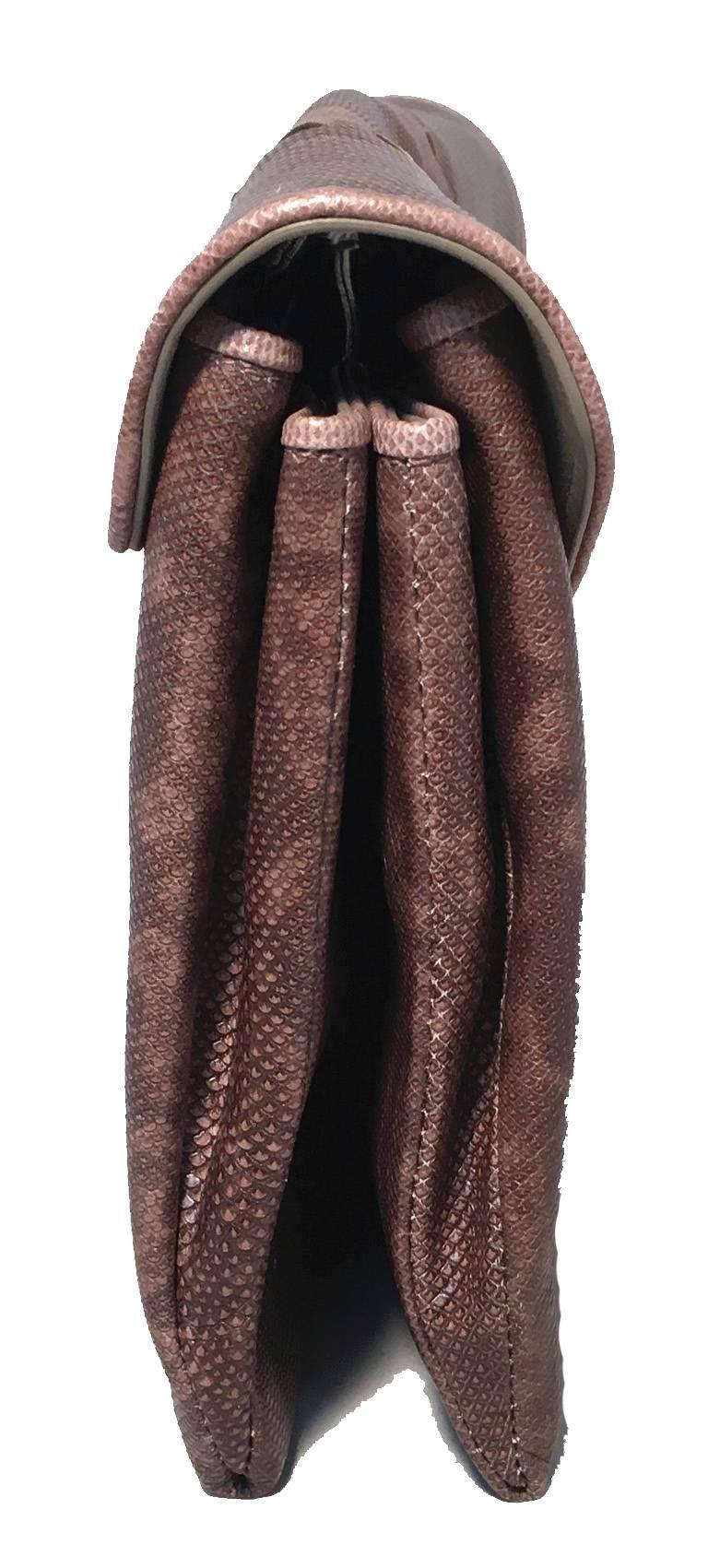Bottega veneta Brown Lizard Leather Clutch
