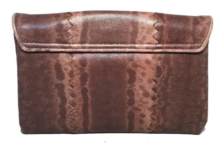 Bottega veneta Brown Lizard Leather Clutch