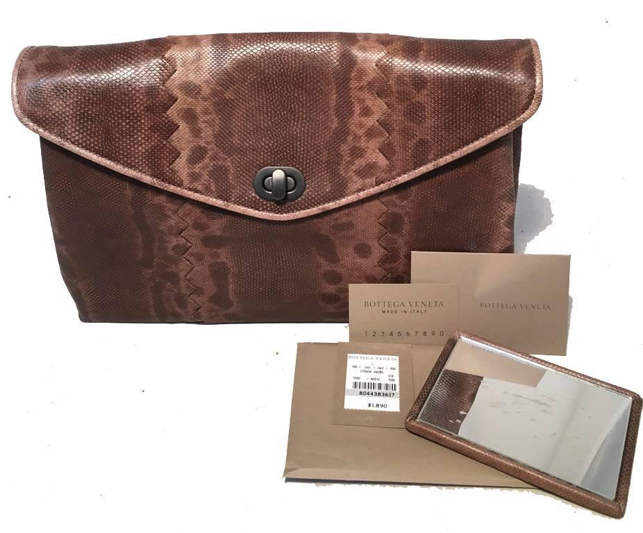 Bottega veneta Brown Lizard Leather Clutch