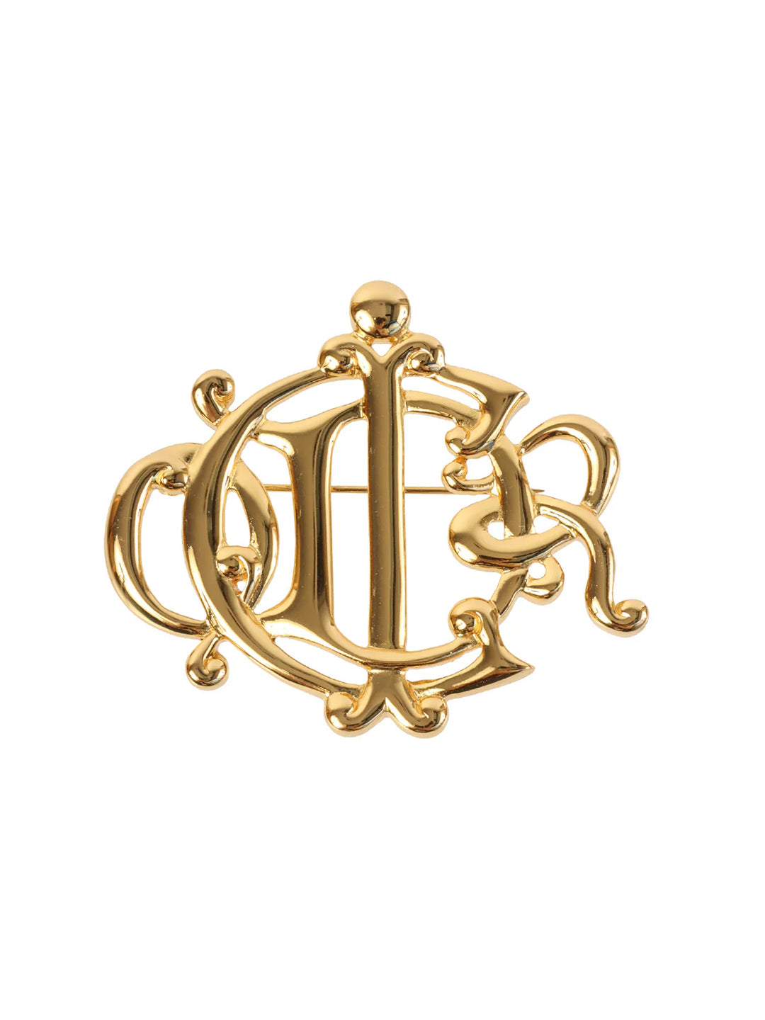 Dior Emblem Motif Brooch Gold