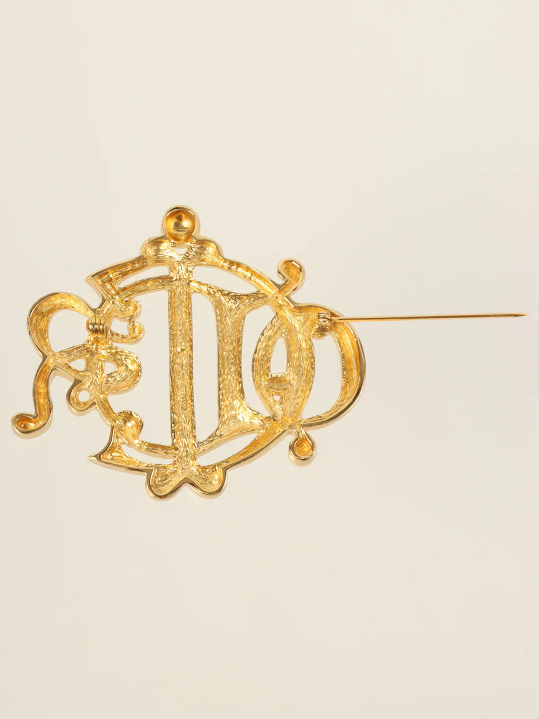 Dior Emblem Motif Brooch Gold