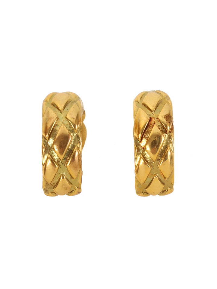 Celine Design Half Hoop Earrings Gold