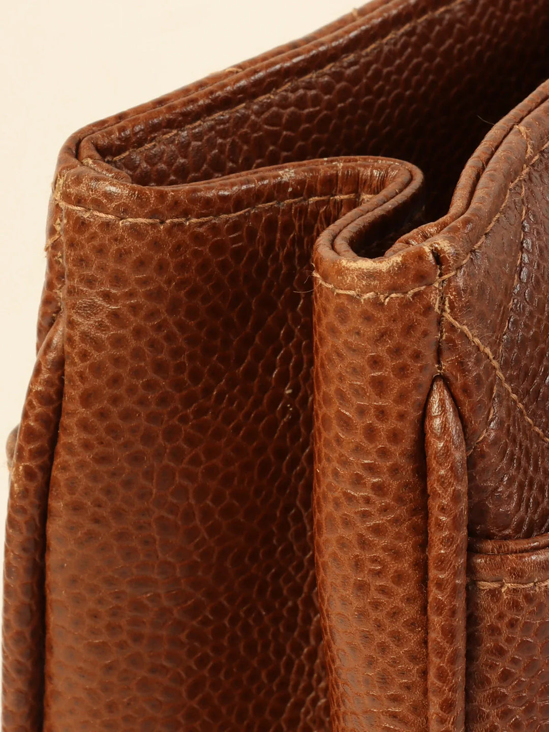 Chanel Around 1995 Made Caviar Skin Turn-Lock Chain Tote Bag Brown