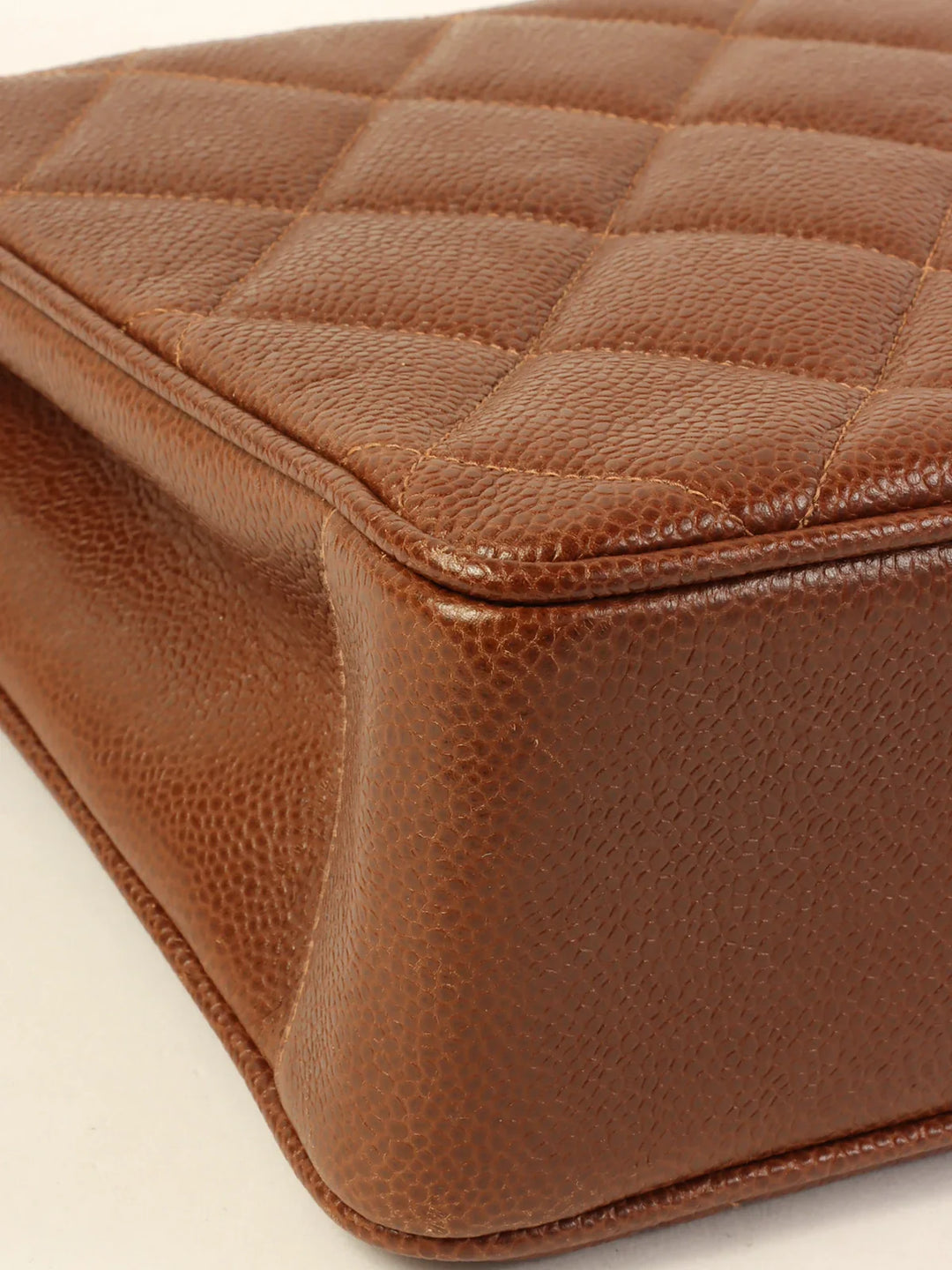 Chanel Around 1995 Made Caviar Skin Turn-Lock Chain Tote Bag Brown