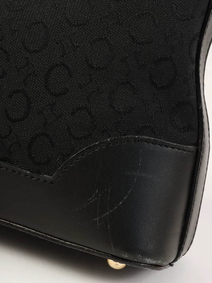 Celine C Macadam Pattern Shoulder Bag Black