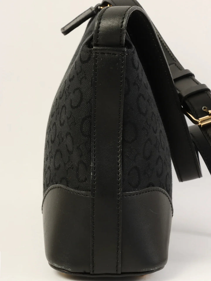 Celine C Macadam Pattern Shoulder Bag Black