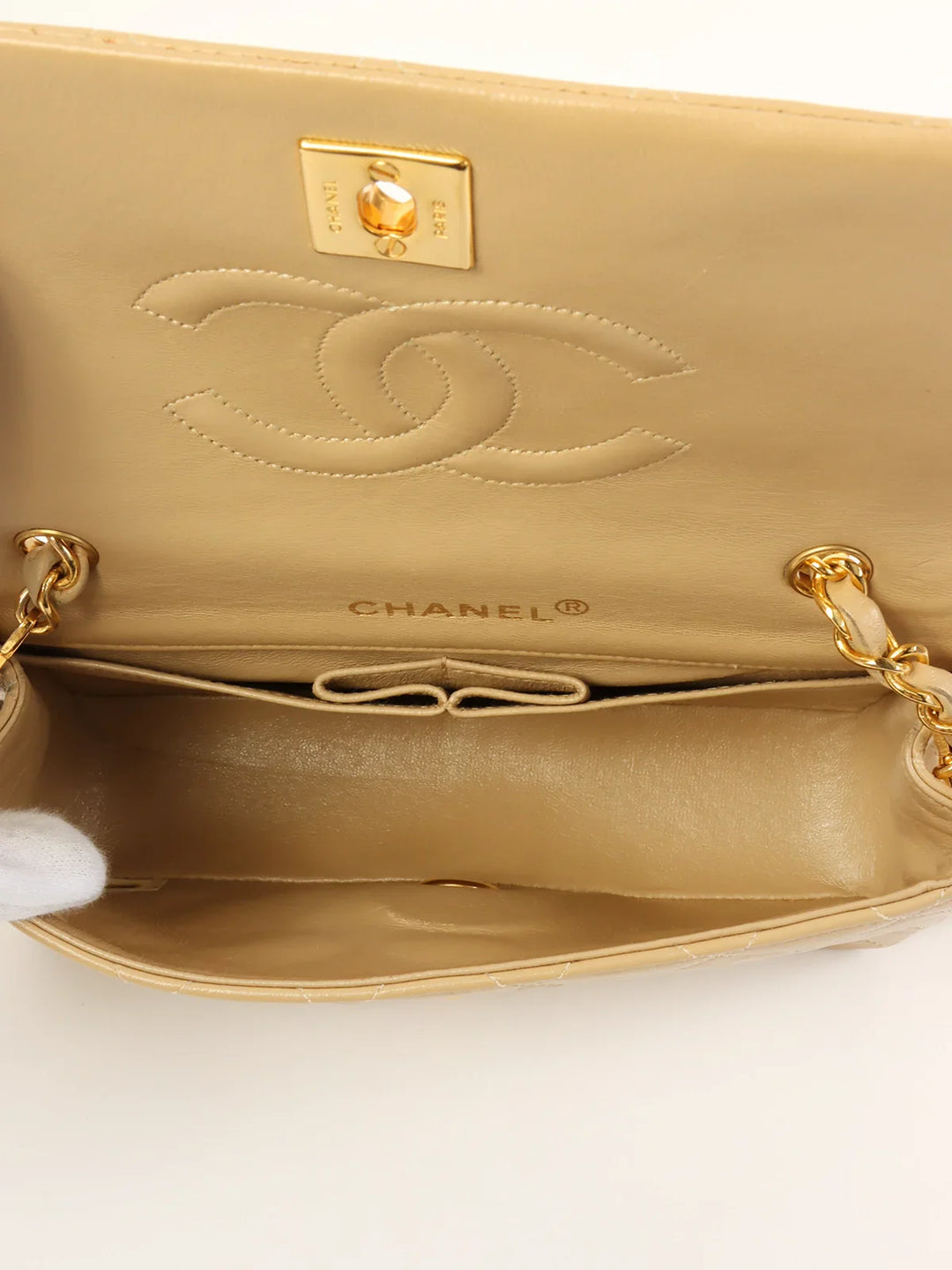 Chanel Around 1990 Made Full New Chain Bag Mini Beige