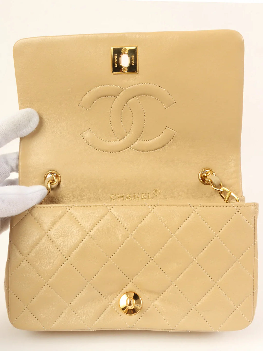 Chanel Around 1990 Made Full New Chain Bag Mini Beige