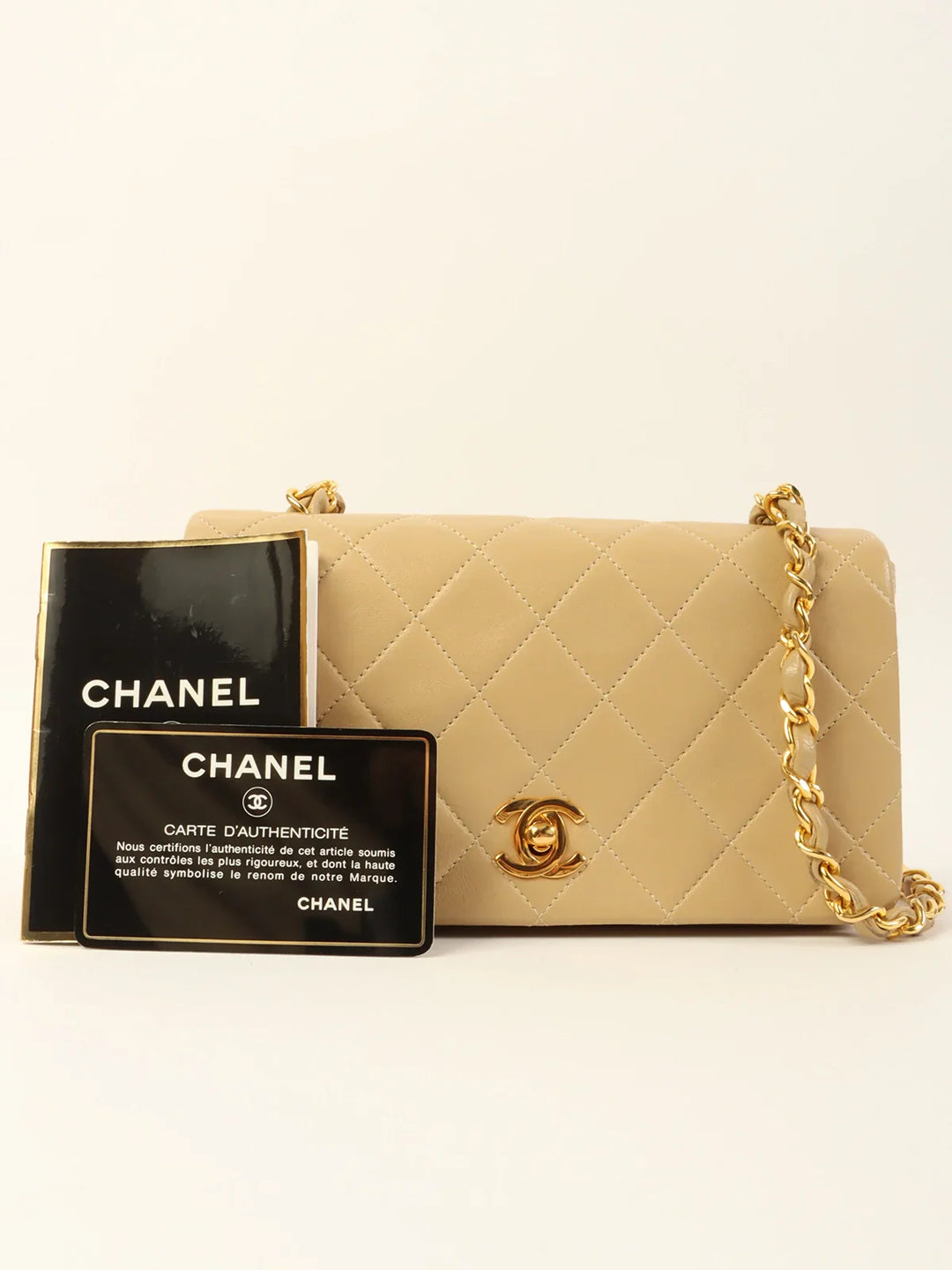 Chanel Around 1990 Made Full New Chain Bag Mini Beige