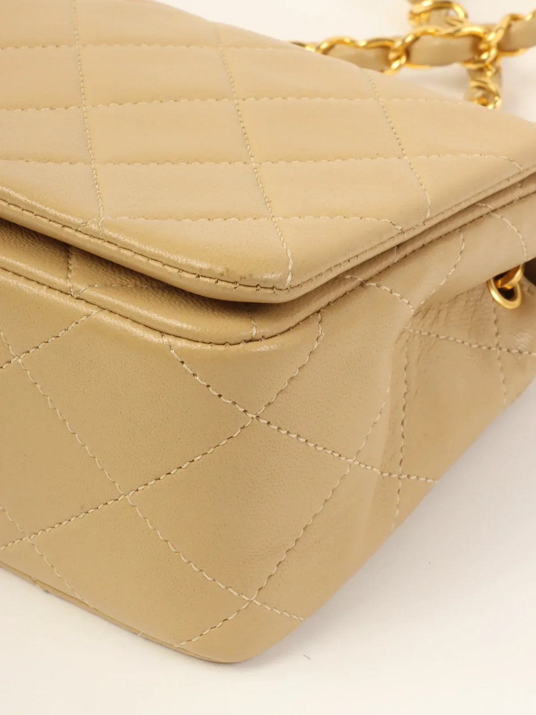Chanel Around 1990 Made Full New Chain Bag Mini Beige